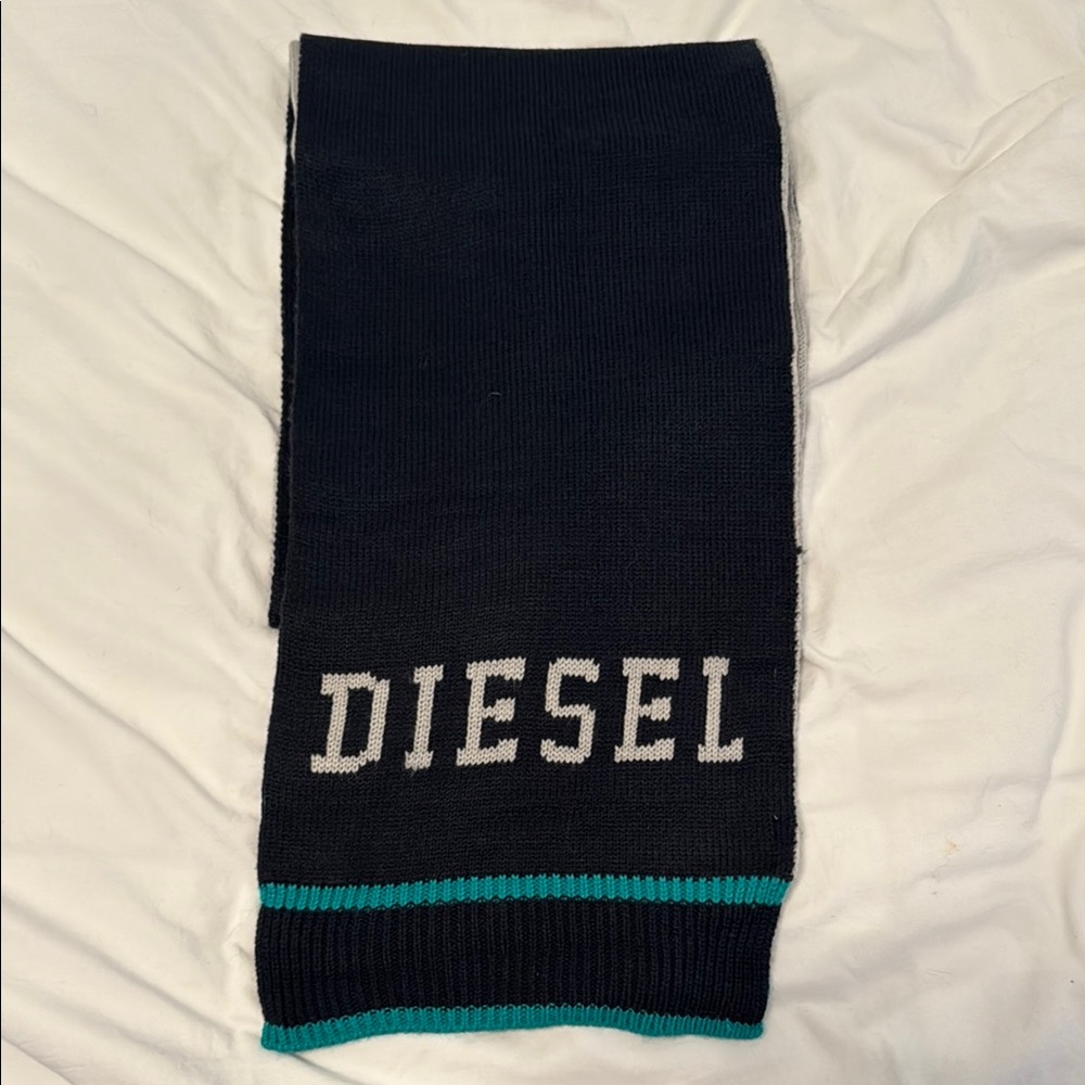 Diesel Black Scarf with Teal Trim